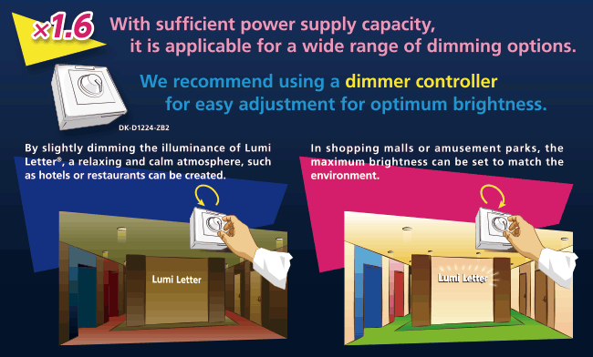 With sufficient power supply capacity, it is applicable for a wide range of dimming options.