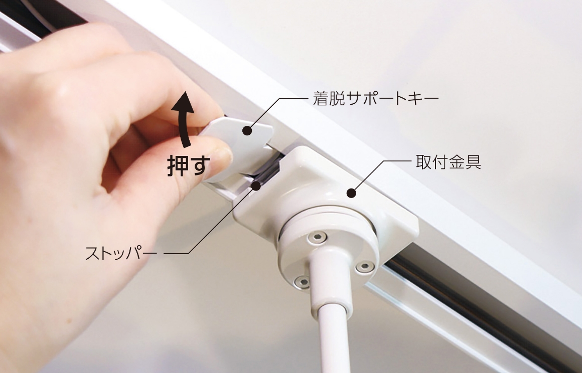 付属の着脱サポートキーで取外しも簡単